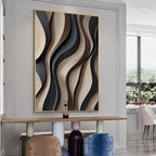 Modern Abstract Flowing Wavy Design Wall Art Fine Art Canvas Print Picture For Entryway Foyer Living Room Art Decor