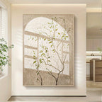 Simple Green Leaves Light and Shadow Wall Art Fine Art Canvas Print Picture For Entryway Foyer Living Room Art For Modern Home Decor
