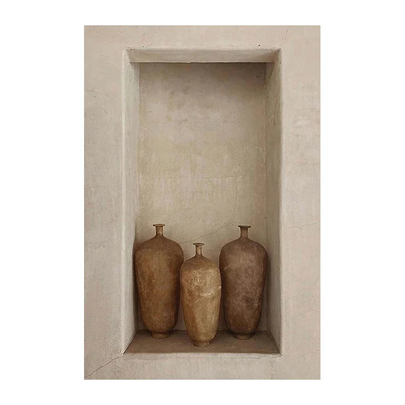 Neutral Colors Terracotta Still Life Vase Wall Art Fine Art Canvas Prints Poster Architectural Pictures For Modern Living Room Bedroom Home Decor