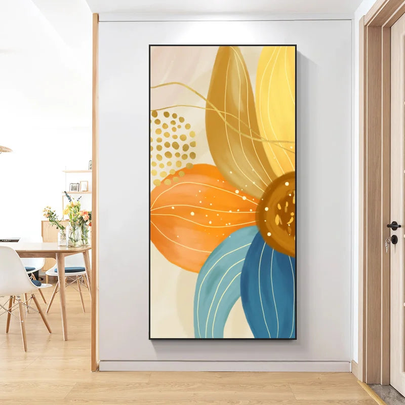 Big Floral Colorful Abstract Wall Art Fine Art Canvas Prints Orange Yellow Petal Flower Posters Pictures For Living Room Home Decor