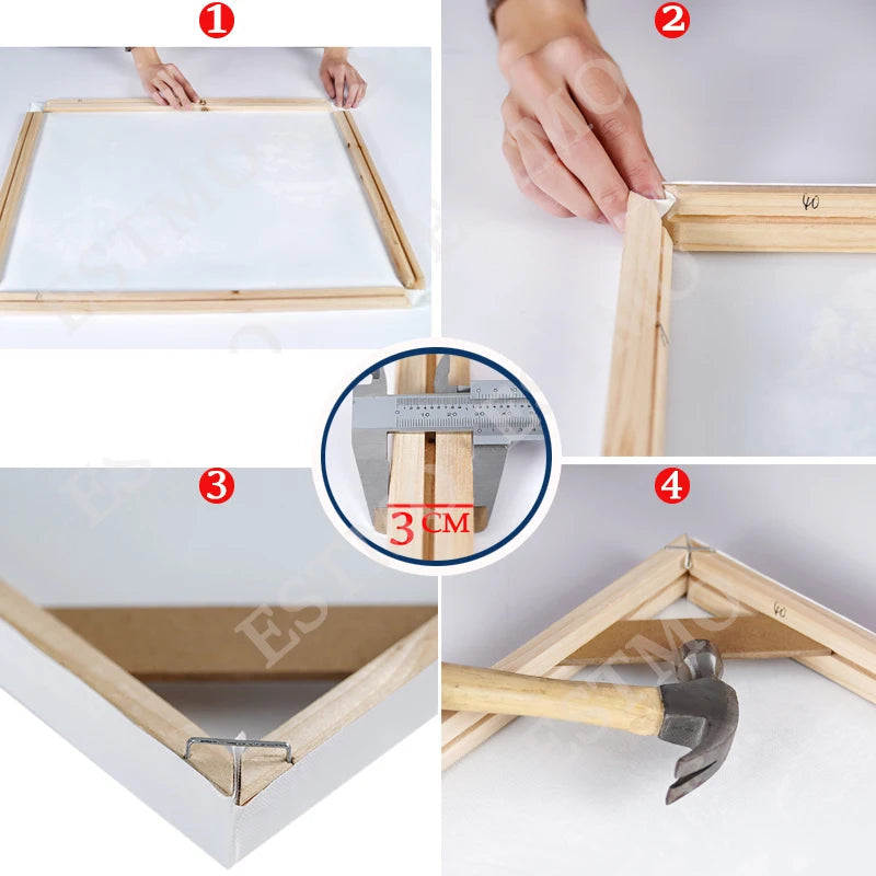 DIY Gallery Mount Picture Framing Kit Wooden Stretcher Bars Pine Wood Picture Frame For Framing Canvas Prints 180x90cm, 200x100cm etc
