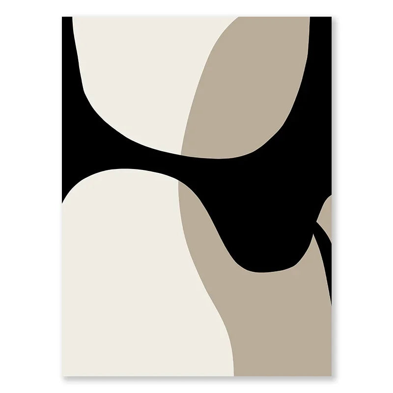 Modern Abstract Black Beige Minimalist Wall Art Fine Art Canvas Print Pictures For Modern Apartment Living Room Bedroom Art Decor