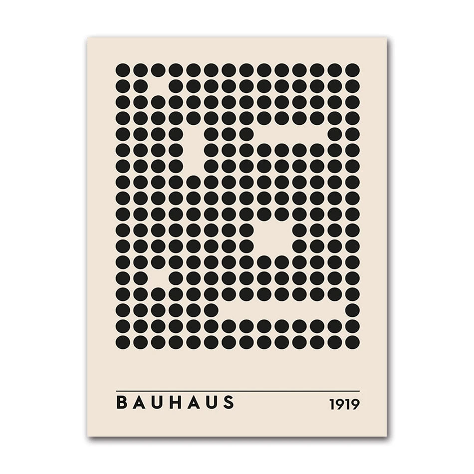 Vintage Retro Bauhaus Abstract Geometric Wall Art Fine Art Canvas Prints Black Beige Pictures For Living Room Dining Room Home Office Decor