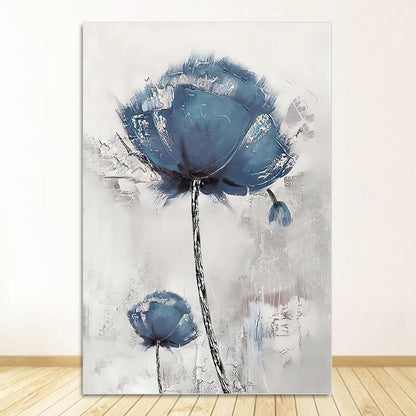 Simple Blue Floral Wall Art Fine Art Canvas Prints Modern Abstract Botanical Pictures For Living Room Bedroom Contemporary Home Decor