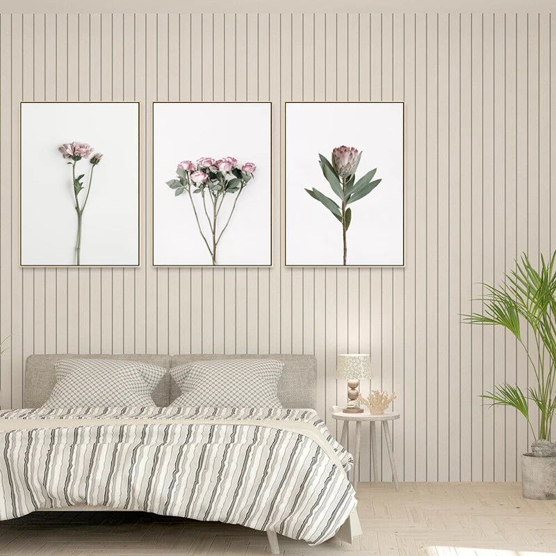 Minimalist Pink Floral Botanical Wall Art Fine Art Canvas Prints Posters Elegant Pictures For Nordic Living Room Dining Room Bedroom Art Decor