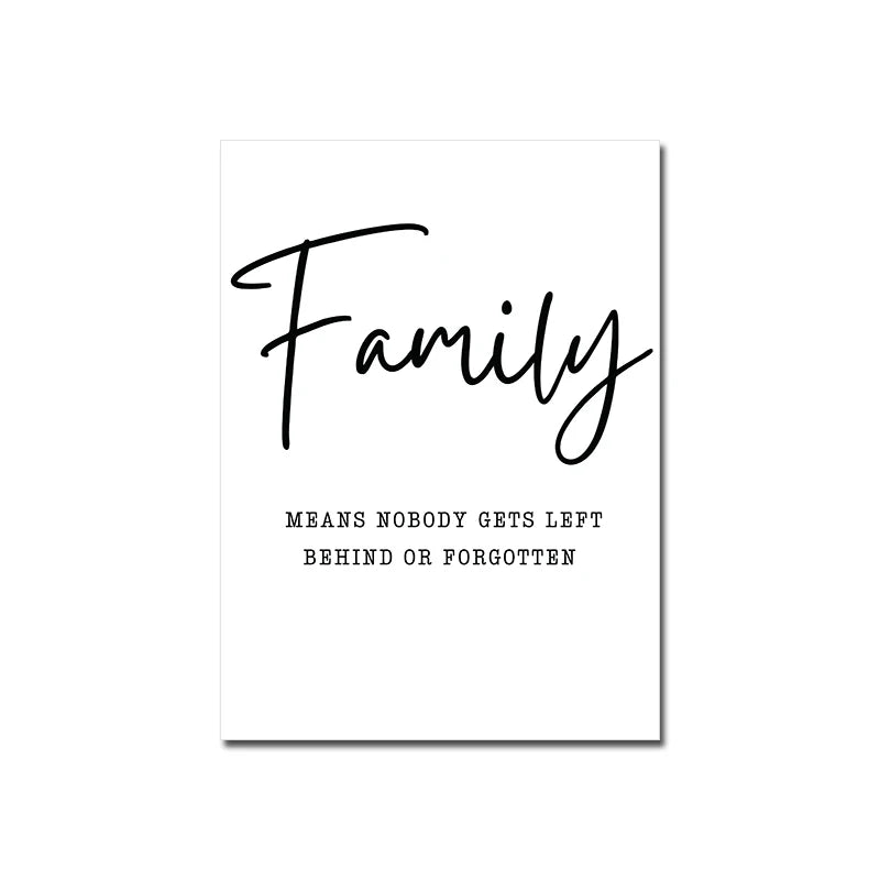 Love Family Home Happy Quotes Posters Canvas Prints Wall Art Black White Minimalist Quotation Pictures For Kitchen Living Room Family Room Home Decor