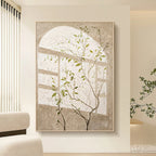 Simple Green Leaves Light and Shadow Wall Art Fine Art Canvas Print Picture For Entryway Foyer Living Room Art For Modern Home Decor