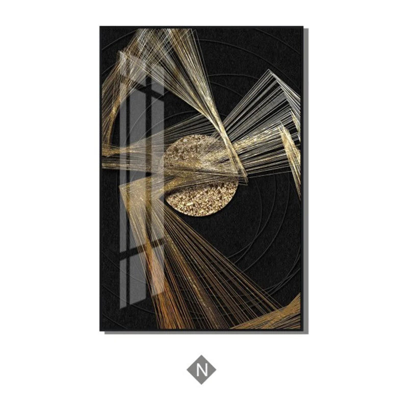 Abstract Black Golden Rings Wall Art Fine Art Canvas Prints Modern Aesthetics Pictures For Living Room Office Boutique Hotel Room Decor