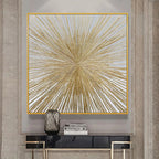 * Hand Painted * Modern Abstract Wall Art Large Format Golden Painting Textured Brush Strokes Acrylic Oil On Canvas Picture For Luxury Living Room