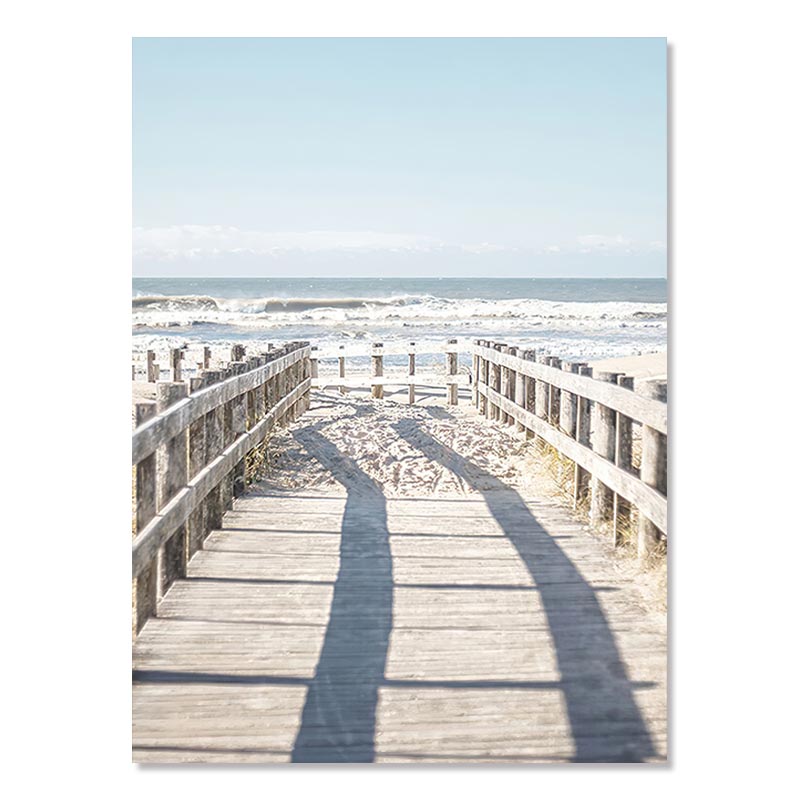Beach Sea Ocean Poster Wall Art Canvas Painting Bridge Leaves Turtle Seagull Print Vibrant Summer Picture Nordic Home Decoration