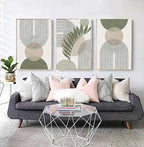 Sage Green Abstract Geometric Botanic Wall Art Fine Art Canvas Prints Pictures For Living Room Dining Room Foyer Art For Contemporary Interiors