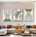 Sage Green Abstract Geometric Botanic Wall Art Fine Art Canvas Prints Pictures For Living Room Dining Room Foyer Art For Contemporary Interiors 2025