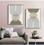 Sage Green Abstract Geometric Botanic Wall Art Fine Art Canvas Prints Pictures For Living Room Dining Room Foyer Art For Contemporary Interiors 2025
