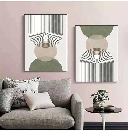 Sage Green Abstract Geometric Botanic Wall Art Fine Art Canvas Prints Pictures For Living Room Dining Room Foyer Art For Contemporary Interiors 2025