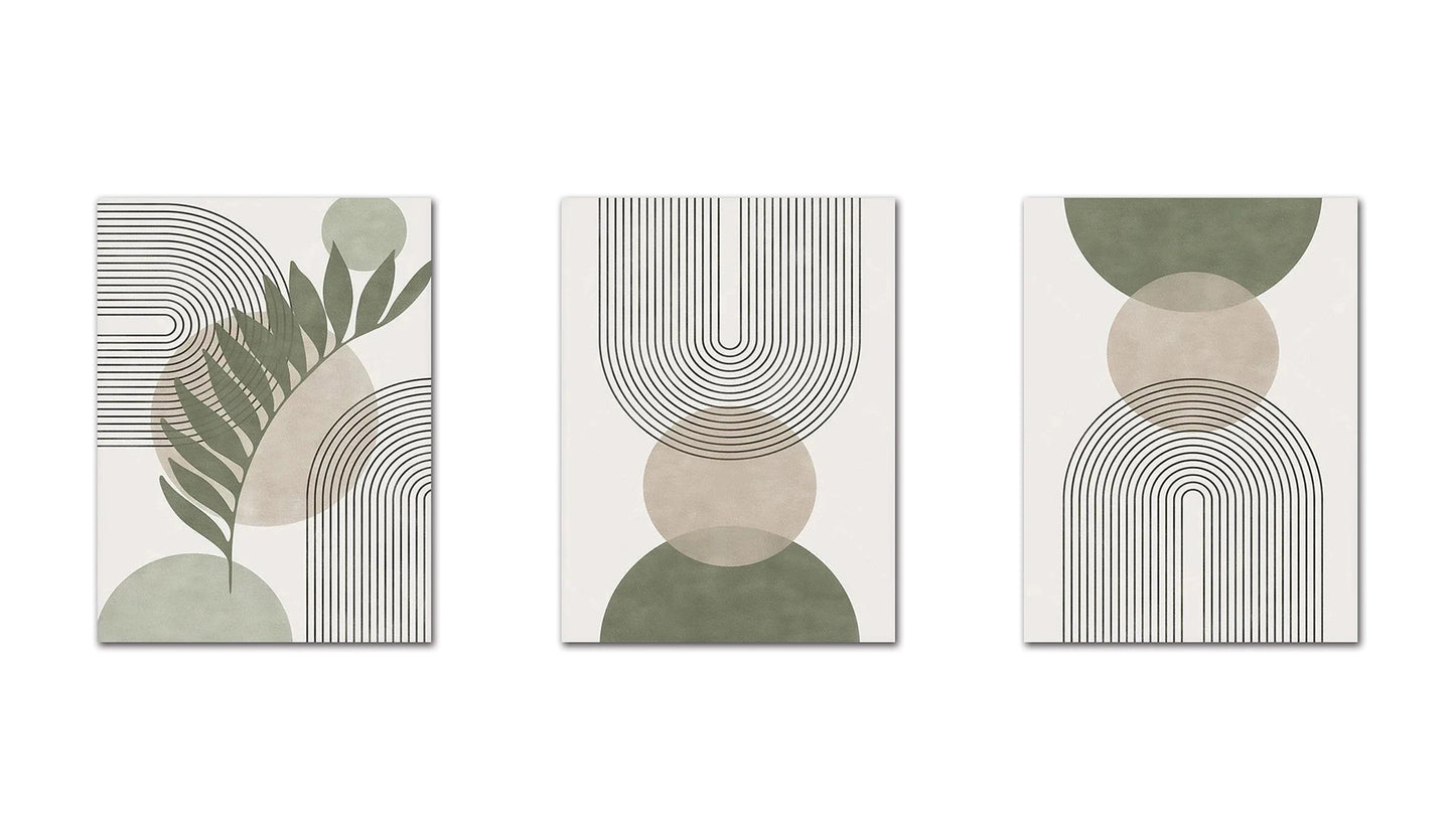 Sage Green Abstract Geometric Botanic Wall Art Fine Art Canvas Prints Pictures For Living Room Dining Room Foyer Art For Contemporary Interiors 2025