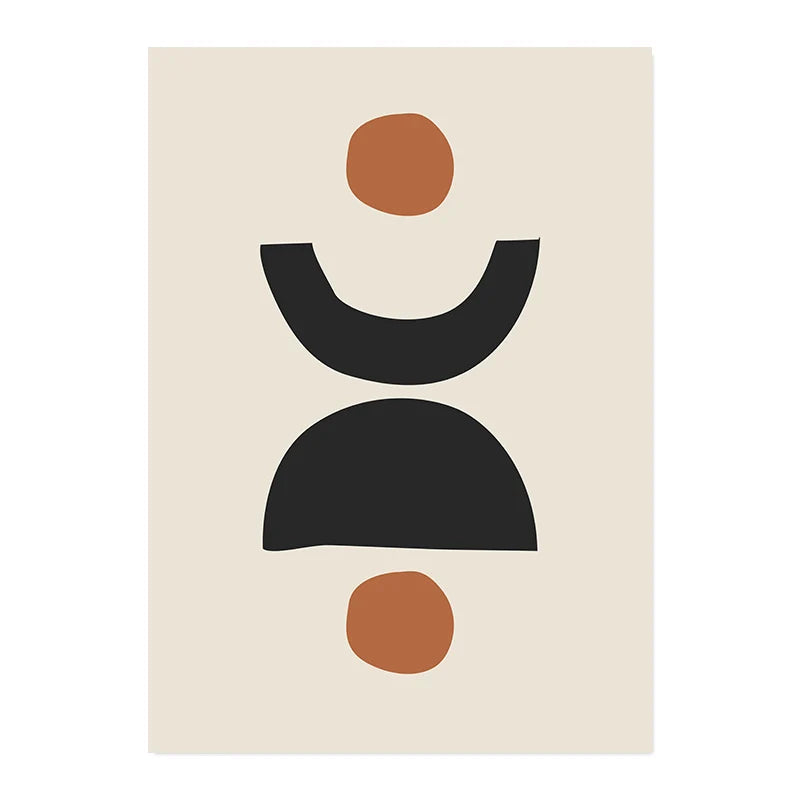 Modern Abstract Wall Art Geometric Line Shape And Form Fine Art Canvas Prints Black Beige Terracotta Pictures For Living Room Decor