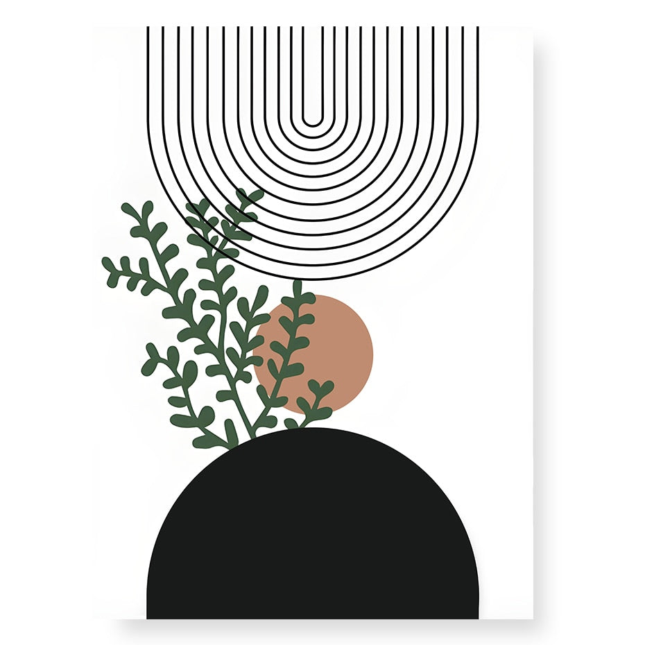 Modern Geometric Wall Art Abstract Line Shape And Form Fine Art Canvas Prints Black Beige Terracotta Pictures For Living Room Decor