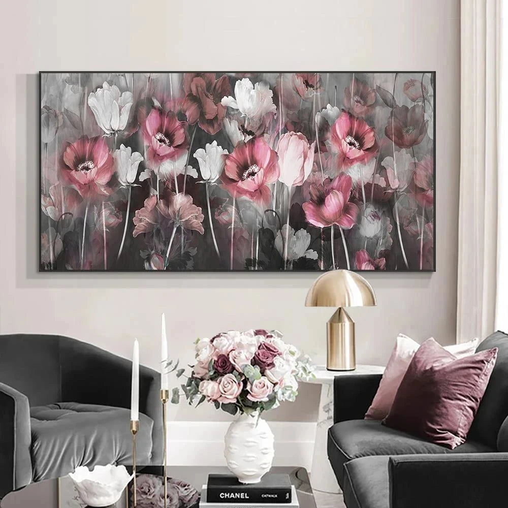 Big White Floral Abstract Wall Art Fine Art Canvas Prints Modern Botanical Pictures For Living Room Hotel Room Bedroom Art Decor