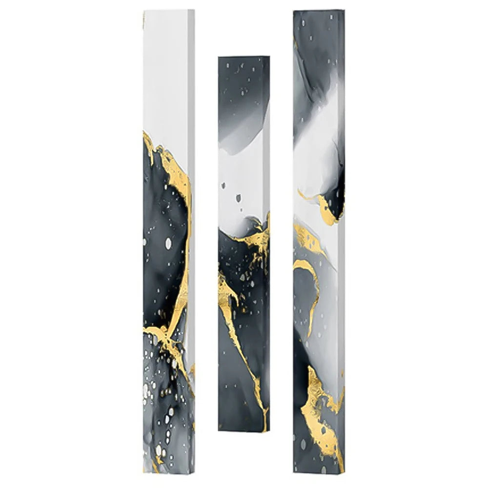 Abstract Gray Liquid Marble Wall Art Fine Art Canvas Prints Tall Vertical Slim Format Pictures For Modern Loft Apartment Living Room Home Office Decor