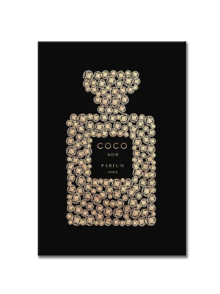 Chic French Paris Fashion Perfume Bottle Fine Art Canvas Prints Pictures For Luxury Living Room Girl's Bedroom Beauty Salon Art Decor
