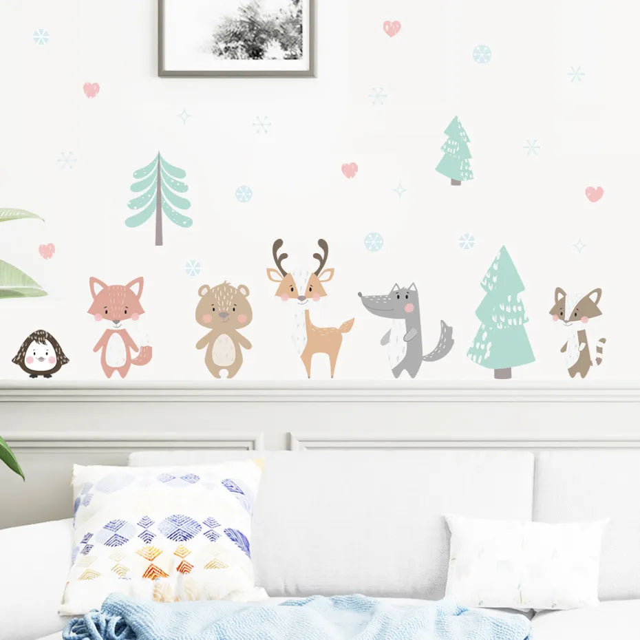 Cute Lion Giraffe Reindeer & Friends Wall Decals Removable Peel & Stick Wall Stickers High Quality Nursery Vinyl For Creative DIY Wall Decor