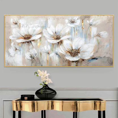 Big White Floral Abstract Wall Art Fine Art Canvas Prints Modern Botanical Pictures For Living Room Hotel Room Bedroom Art Decor