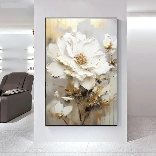 Big White Floral Wall Art Fine Art Canvas Prints Modern Botany Pictures For Living Room Dining Room Entrance Hallway Wall Decoration