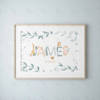 Personalized Baby Name Poster – Customized Cute Animal Nursery Wall Art Canvas Prints for Baby's Room Kids Bedroom Decor & Birthday Gift