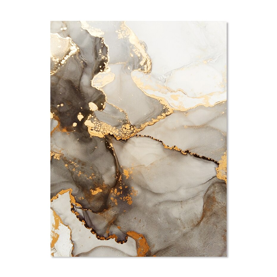 Modern Gold Beige Black Marble Abstract Posters Wall Art Canvas Painting Prints Pictures Living Room Bedroom Interior Home Decor