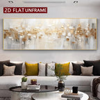 Modern Abstract Golden White Cityscape Horizon Wall Art Fine Art Canvas Print Wide Format Art For Above The Sofa