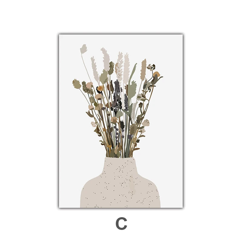 Minimalist Watercolor Cactus Potted Plant Green Leaves Wall Art Fine Art Canvas Prints Pictures For Dining Room Living Room Art Decor