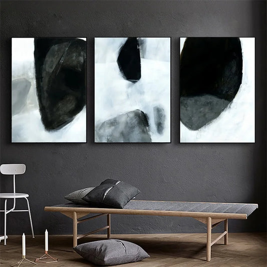 Dark Stones Abstract Wall Art Fine Art Canvas Nordic Pictures For Modern Apartment Living Room Home Office Decor