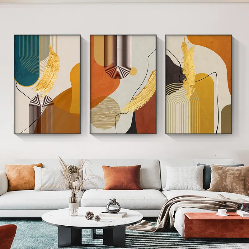 Modern Abstract Line Shape & Form Colorful Wall Art Fine Art Canvas Prints Pictures For Living Room Dining Room Home Office Decor