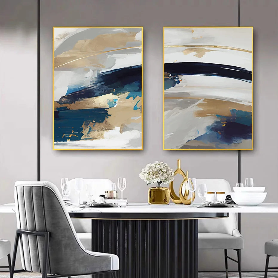 Seaside Serenity Abstract Coastal Canvas Print Wall Art In Calming Blue and Sandy Hues Pictures For Living Room Dining Room Art Decor