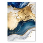 Set of 3Pcs Abstract Liquid Blue Golden Marble Print Wall Art Fine Art Canvas Prints Pictures For Modern Living Room Bedroom Home Office