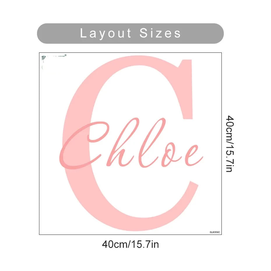 Cute Personalized Baby's Name Wall Sticker For Baby Boys & Girl Pink Blue Removable Peel & Stick PVC Wall Decal For Creative DIY Kid's Room Decor