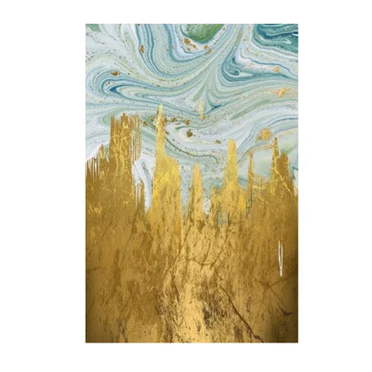 Abstract Liquid Golden Aqua Marble Wall Art Fine Art Canvas Prints Pictures For Living Dining Room Nordic Art For Modern Apartment