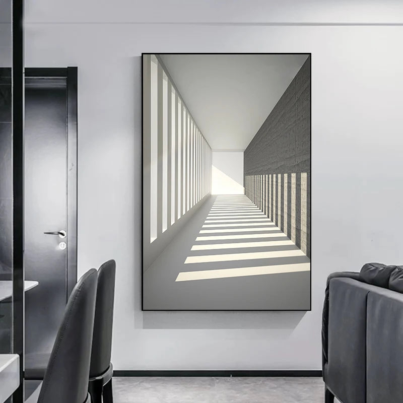 Abstract Architectural Abyss Black And White Wall Art Fine Art Canvas Prints Modern Pictures For Living Room Office Contemporary Home Decor