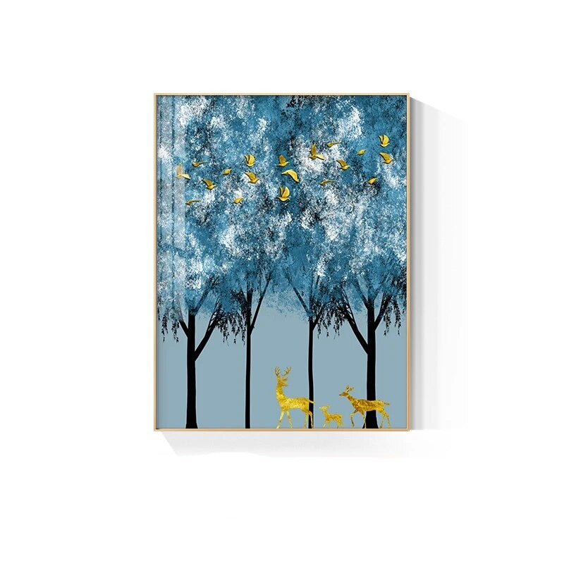 Colorful Abstract Golden Tree Blossom Wall Art Fine Art Canvas Prints Light Luxury Pictures For Living Room Dining Room Hotel Room Decor