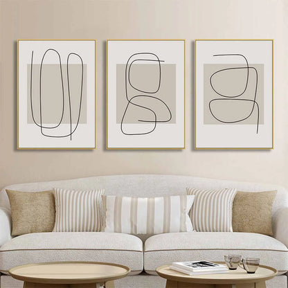* Featured Sale * Set of 3Pcs Modern Minimalist Abstract Line Art Wall Art Fine Art Canvas Prints For Living Room Bedroom Home Office Art Decor