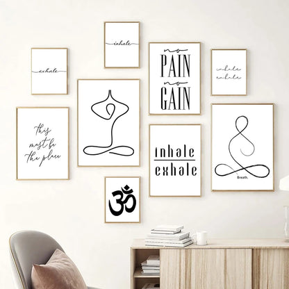 Inhale Exhale Minimalist Inspirational Meditation Poster Wall Art Fine Art Canvas Prints For Yoga Studio Pictures For Modern Home Decor