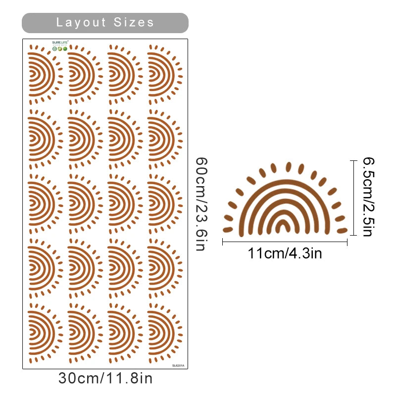 Cute Little Rainbow Suns Wall Stickers For Nursery Decor Removable Peel & Stick PVC Wall Decals For Children's Room Creative DIY Home Decor 