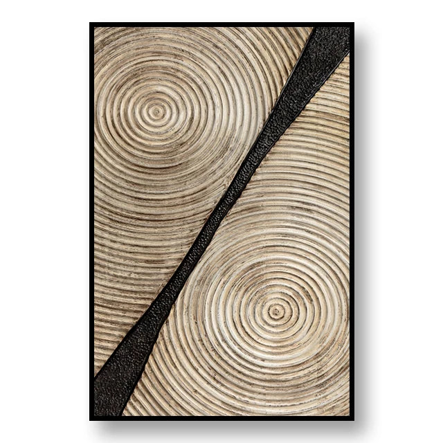 Abstract Black Golden Tree Rings Wall Art Fine Art Canvas Prints Light Luxury Pictures For Living Room Foyer Entranceway Reception Room Art Decor