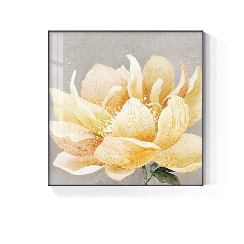 Modern Abstract Yellow Flower Wall Art Fine Art Canvas Prints Square Format Floral Pictures For Living Room Bedroom Art Decor