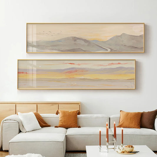 Neutral Shades Panoramic Landscape Wall Art Fine Art Canvas Prints Wide Format Pictures For Living Room Above The Sofa Picture For Above The Bed