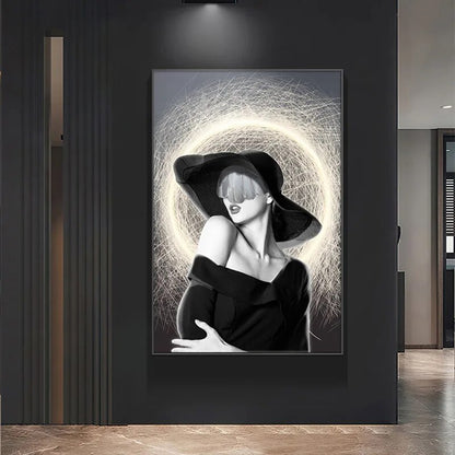 Modern Aesthetics Abstract Girl Wall Art Fine Art Canvas Prints Fashion Pictures For Luxury Apartment Living Room Salon At Decor
