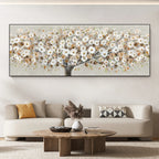 * Featured Sale * Blooming White Floral Petal Tree Wall Art Fine Art Canvas Print Wide Format Picture For Above The Sofa Above The Bed