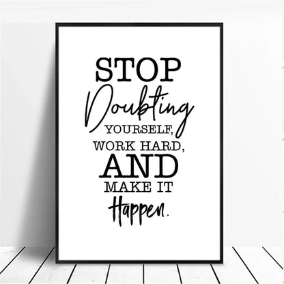 Positive Energy Black & White Quote Poster Wall Art Fine Art Canvas Prints Minimalist Motivational Quotation Pictures For Inspirational Home Decor