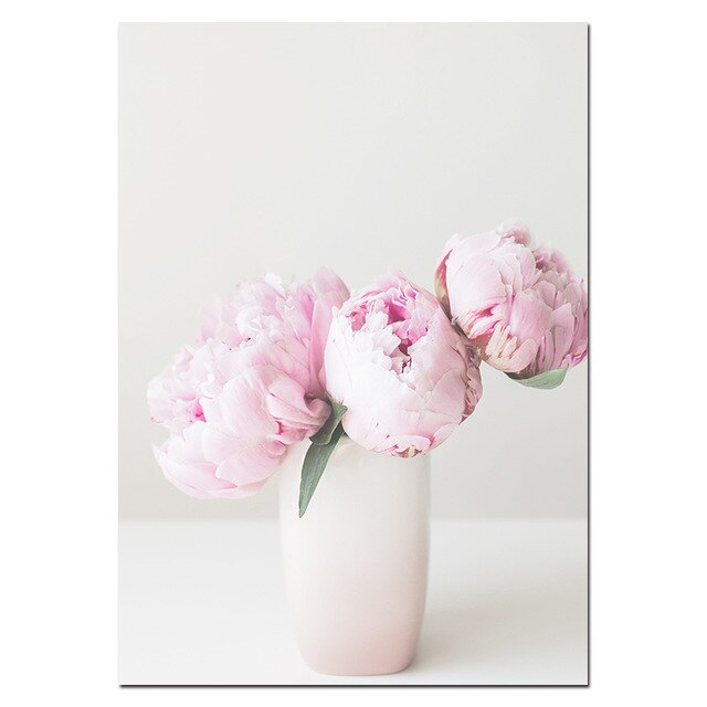 Pink Rose Fashion Peonies Wall Art Fine Art Canvas Prints Modern Floral Beauty Quote Pictures For Living Room Bedroom Art Decor