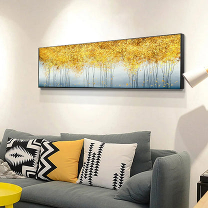 Golden Canopy Panoramic Autumn Whisper Abstract Wall Art Wide Format Fine Art Canvas Print Picture For Above The Sofa Above The Bed